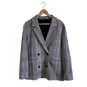 Zara TRF Collection Plaid Blazer Women's S/M‎ Gray Black White Casual